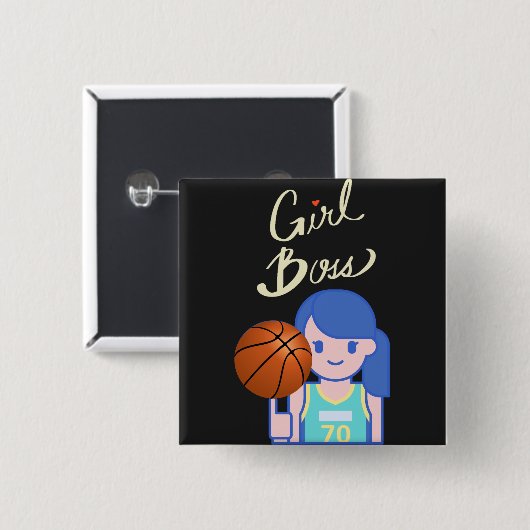 Girl Boss Basketball Button (Vorne & Hinten)