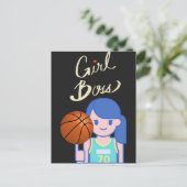 Girl Boss Basketball Postkarte (Stehend Vorderseite)