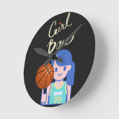 Girl Boss Basketball Runde Wanduhr (Winkel)