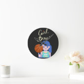 Girl Boss Basketball Runde Wanduhr (Zuhause)
