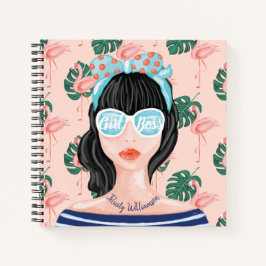 Girl Boss | Beach Beauty Retro Tropical Flamingo Notizblock