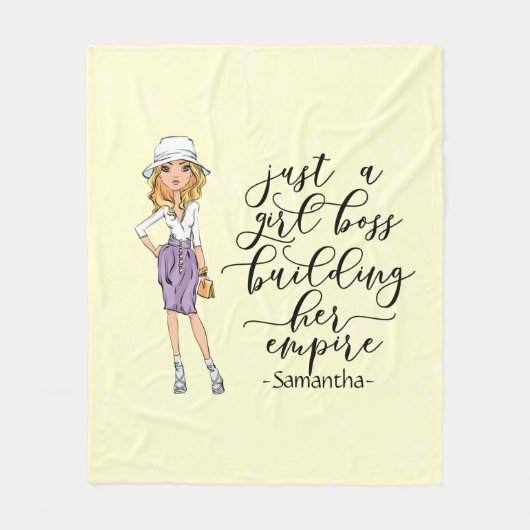 Girl Boss | Blonde Lady | Gelb Fleecedecke (Vorderseite)