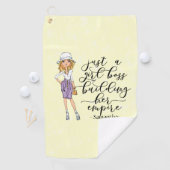 Girl Boss | Blonde Lady | Gelb Golfhandtuch (Insitu)