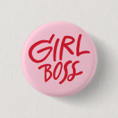 Girl Boss Bold Typography Red & Pink Feminine Button (Vorderseite)