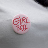 Girl Boss Bold Typography Red & Pink Feminine Button