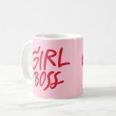 Girl Boss Bold Typography Red & Pink Feminine Kaffeetasse (Vorderseite Links)