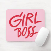 Girl Boss Bold Typography Red & Pink Feminine Mousepad (Mit Mouse)