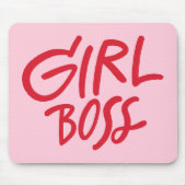 Girl Boss Bold Typography Red & Pink Feminine Mousepad (Vorne)