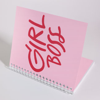 Girl Boss Bold Typography Red & Pink Feminine Notizblock