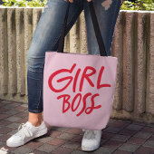 Girl Boss Bold Typography Red & Pink Feminine Tasche