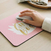 Girl Boss | Chic Girly White Swan & Polka Dot Mousepad