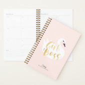Girl Boss | Chic Girly White Swan & Polka Dot Planer (Anzeige)