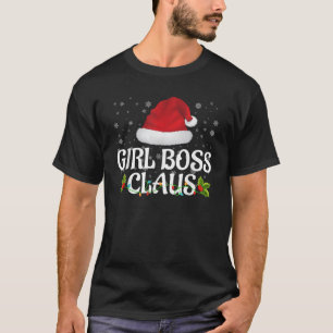 Girl Boss Claus Christmas Lights Pajama Family Mat T-Shirt