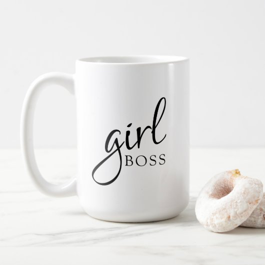 Girl Boss Elegant Schwarz und Weiß Kaffeetasse (Mit Donut)