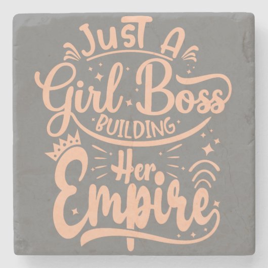 Girl Boss Gebäude Ihr Empire Word Art Steinuntersetzer (Vorderseite)