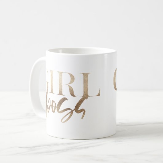 Girl Boss | Gelbes Gold | Moderne Macht Kaffeetasse (Vorderseite Links)