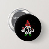 Girl Boss Gnome Buffalo Kariert Matching Family Ch Button (Vorne & Hinten)