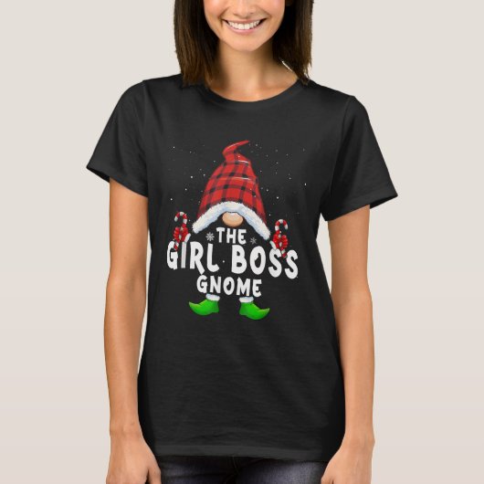 Girl Boss Gnome Buffalo Kariert Matching Family Ch T-Shirt (Vorderseite)