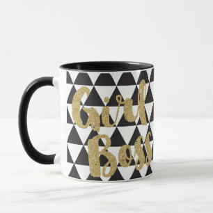 Girl Boss Gold Schwarz Weiß Modern Benutzerdefinie Tasse