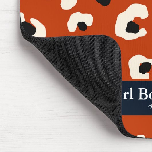 Girl Boss Personalisiert Bold Leopard Print Mousepad (Ecke)