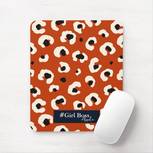 Girl Boss Personalisiert Bold Leopard Print Mousepad (Mit Mouse)