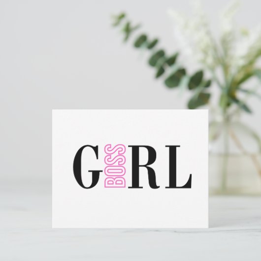 Girl Boss Pink Black Feiertagspostkarte (Stehend Vorderseite)