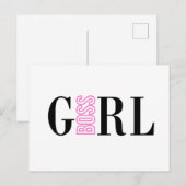 Girl Boss Pink Black Feiertagspostkarte (Vorne/Hinten)