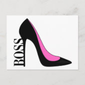 Girl Boss Pink Black Heel Feiertagspostkarte (Vorderseite)