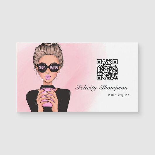 Girl Boss QR Code Magnetkarte (Vorderseite)