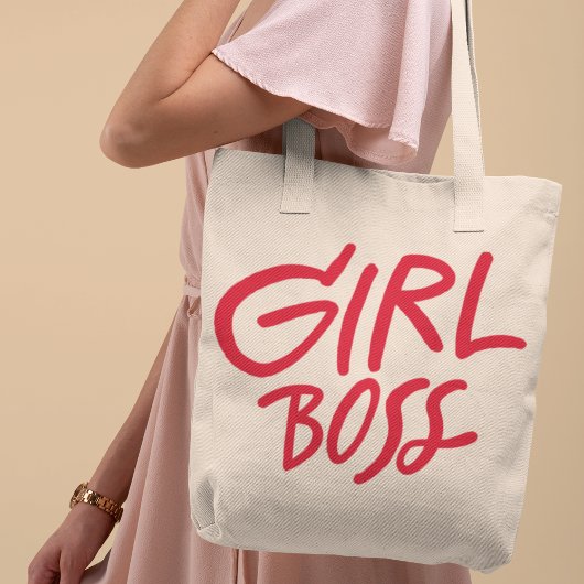 Girl Boss Red Bold Typography Script Feminine Tragetasche
