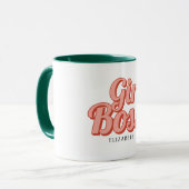 Girl Boss Retro Individueller Name Kaffeemaschine Tasse (Vorderseite Links)