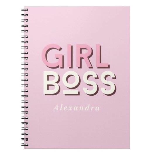 Girl Boss Retro Minimal Pink Notebook Notizblock (Vorderseite)