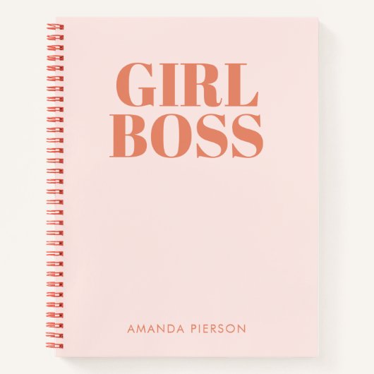 GIRL BOSS Rosa Retro-Kalligraphie-Notebook Notizblock (Vorderseite)