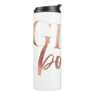 Girl Boss Rose Gold Schwarzer Text Thermosbecher