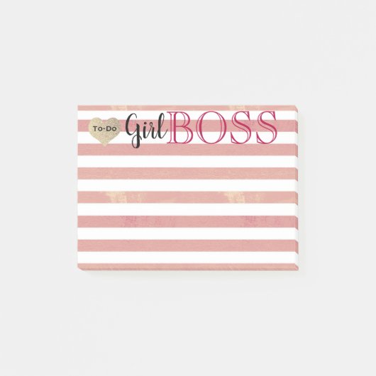 Girl Boss Rose Gold Streifen zu tun Post-it Klebezettel (Vorderseite)