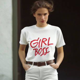 Girl Boss Rot Fettgedruckte Typografie Weiblich Mä T-Shirt