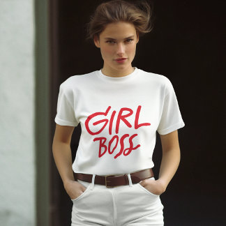 Girl Boss Rot Fettgedruckte Typografie Weiblich Mä T-Shirt