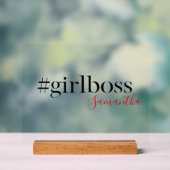 "Girl Boss"-Schreibtisch mit Name Acrylschild (Neutral)