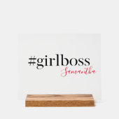 "Girl Boss"-Schreibtisch mit Name Acrylschild (Vorderseite)