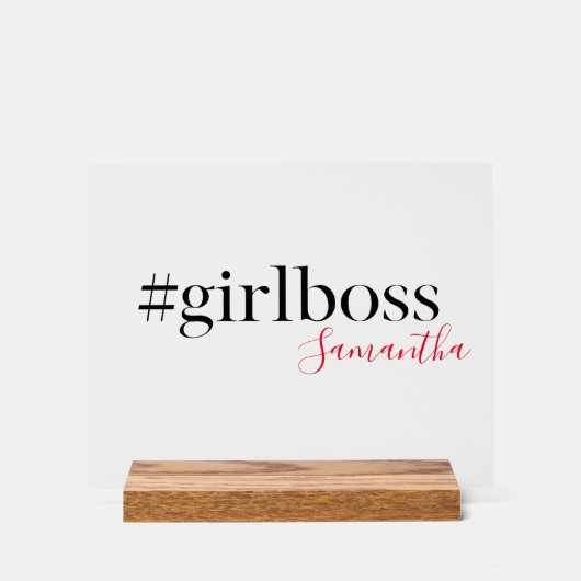 "Girl Boss"-Schreibtisch mit Name Acrylschild (Vorderseite)