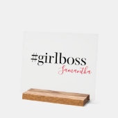"Girl Boss"-Schreibtisch mit Name Acrylschild (Winkel)