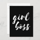 Girl Boss schwarze Postkarte (Vorne/Hinten)