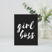Girl Boss schwarze Postkarte (Stehend Vorderseite)