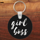 Girl Boss schwarzer Schlüsselanhänger (Vorderseite)