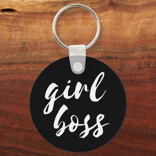Girl Boss schwarzer Schlüsselanhänger (Vorderseite)