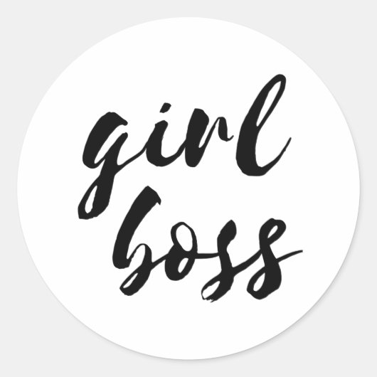 Girl Boss schwarzer Schriftart Runder Aufkleber (Vorderseite)
