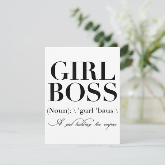 Girl Boss Tshirt, Girl Boss Begleitkarte (Stehend Vorderseite)