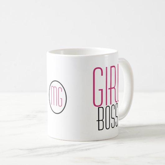 Girl-Boss-Typografie/Monogramm-Initialen Kaffeetasse (VorderseiteRechts)
