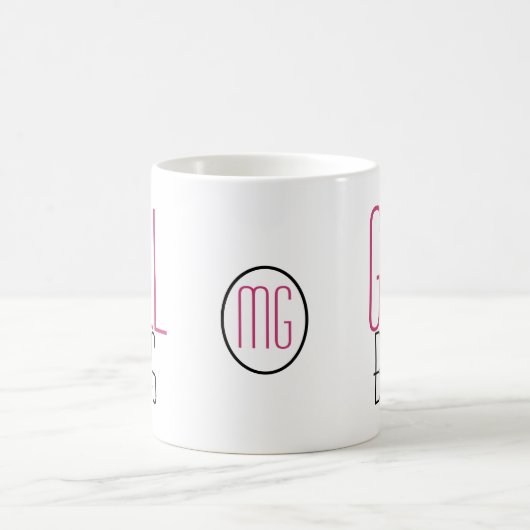 Girl-Boss-Typografie/Monogramm-Initialen Kaffeetasse (Mittel)