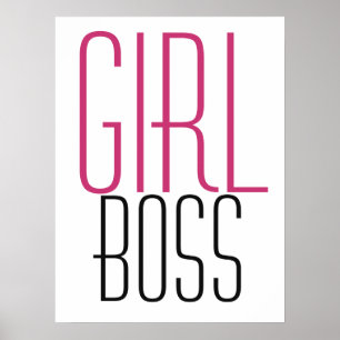 Girl Boss Typografie Pink Black Poster